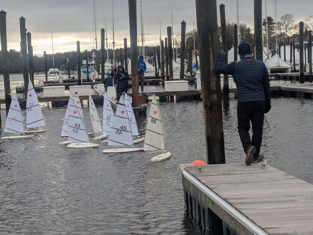 Douglas overseeing an remote controlled sailboat race