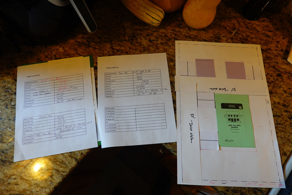Two costs sheets and a basic development plan